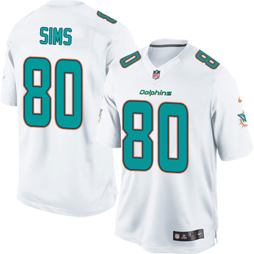 Men's Limited Dion Sims Nike Jersey White Road - #80 NFL Miami Dolphins